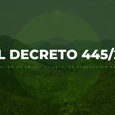 fondo de naturaleza con las letras de Real Decreto 445/2023