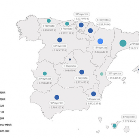 mapa nacional donde se ubican los proyectos subvencionados