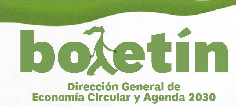 la palabra boletin con la l siendo la mujer de economía circular y debajo Dirección General de Economía Circular y Agenda 2030